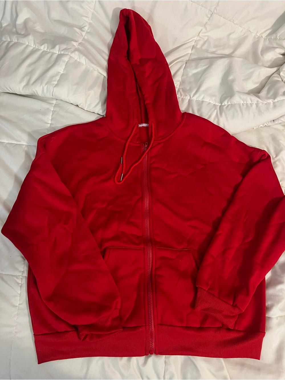 SHEIN Red Full-Zip Hoodie